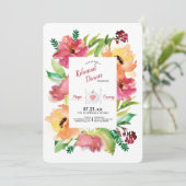 Floral Lijst repetitie Dinner Invitation Kaart (Staand voorkant)