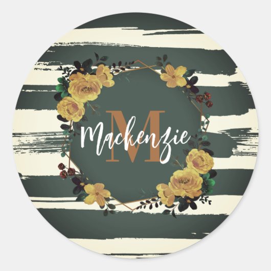Floral Lijst Ronde Sticker (Voorkant)