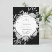 Floral Lijst RSVP Modern Black & White Waterverf (Staand voorkant)