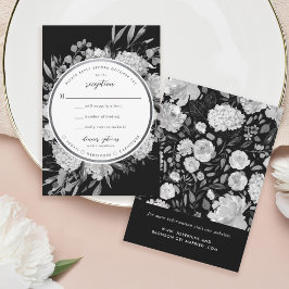 Floral Lijst RSVP Modern Black & White Waterverf Kaartje