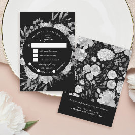 Floral Lijst RSVP Modern Black & White Waterverf Kaartje