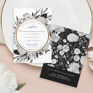 Floral Lijst RSVP Modern Black & White Waterverf Kaartje