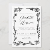 Floral Lijst Script Wedding Kaart (Voorkant)