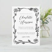Floral Lijst Script Wedding Kaart (Staand voorkant)