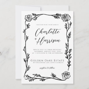 Floral Lijst Script Wedding Kaart