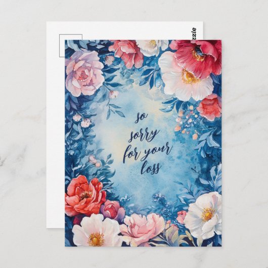 Floral Lijst SORRY VOOR VERLIES CUSTOM Condoleance Briefkaart (Voorkant / Achterkant)