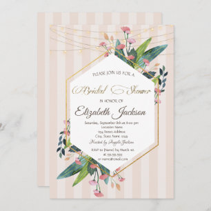 Floral Lijst Striped Bridal Shower Kaart