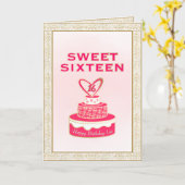  Floral Lijst Sweet 61 Gold Pink Cake Kaart (Gele Bloem)