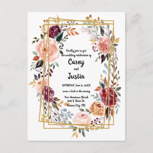 Floral Lijst Trending Wedding Briefkaart (Voorkant)
