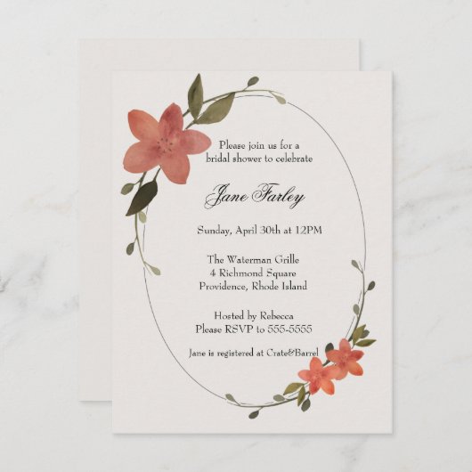 Floral Lijst Uitnodiging (Voorkant / Achterkant)