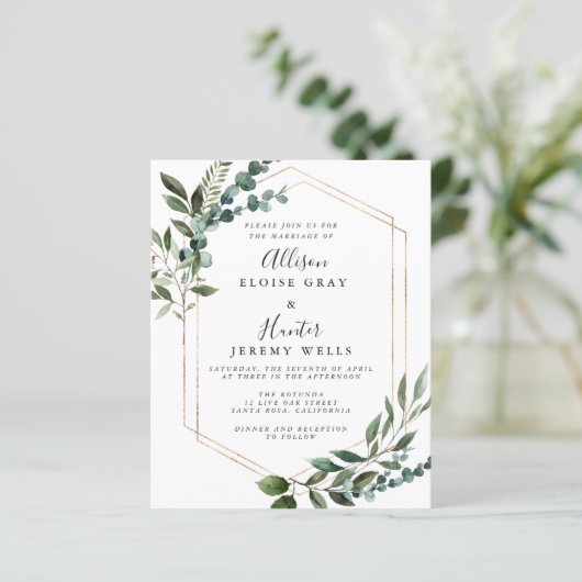 Floral Lijst Wedding Invitation (Staand voorkant)