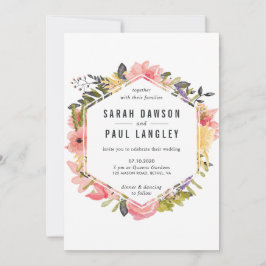 Floral Lijst Wedding Invitation Kaart