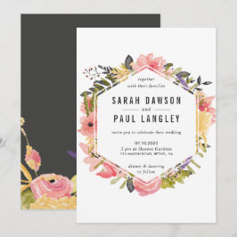 Floral Lijst Wedding Invitation Kaart