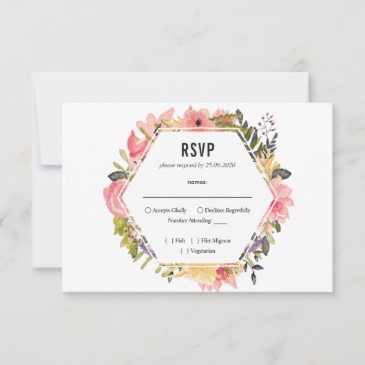 Floral Lijst Wedding RSVP (Voorkant)