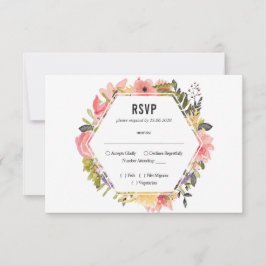 Floral Lijst Wedding RSVP Kaartje