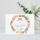 Floral Lijst Wedding RSVP Kaartje (Staand voorkant)