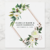 Floral Lijst Wijn Etiket (Enkel label)