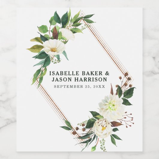 Floral Lijst Wijn Etiket (Enkel label)