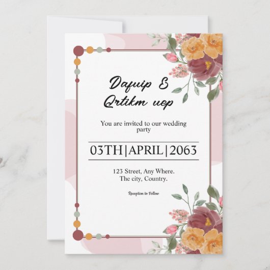 Floral Lijst Winter Wedding Kaart (Voorkant)