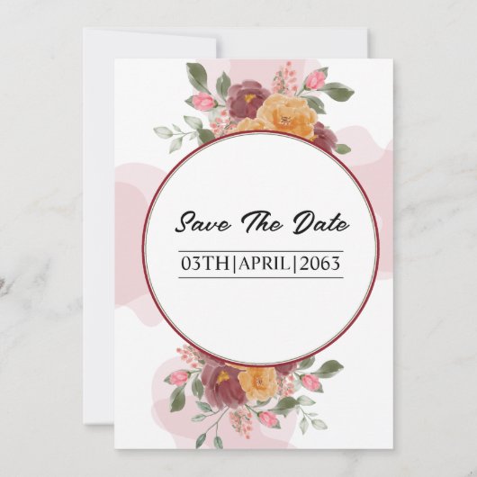 Floral Lijst Winter Wedding Kaart (Achterkant)