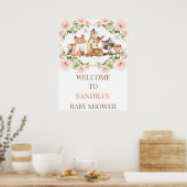 Floral Lijst Woodland Baby shower Welkomstteken Poster (Keuken)