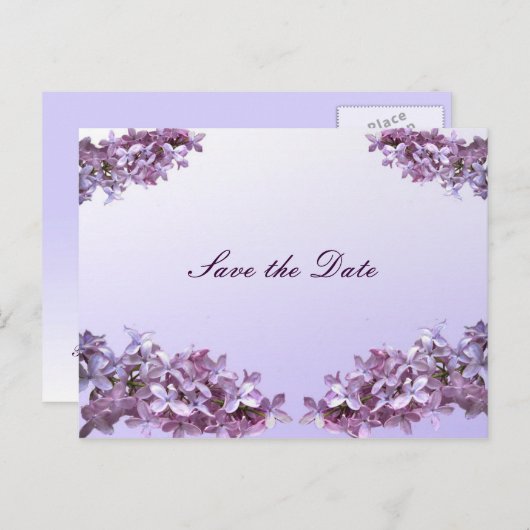 Floral Lila Bloemen sparen de Datum Aankondigingskaart (Voorkant / Achterkant)