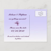 Floral Lila Bloemen sparen de Datum Aankondigingskaart (Achterkant)