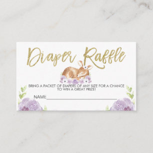 Floral Lila Deer Diaper Raffle Baby shower Ticket Informatiekaartje