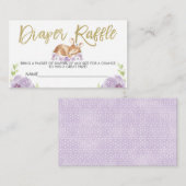 Floral Lila Deer Diaper Raffle Baby shower Ticket Informatiekaartje (Voorkant / Achterkant)