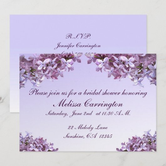 Floral Lila Flowers Vrijgezellenfeest Kaart (Voorkant / Achterkant)