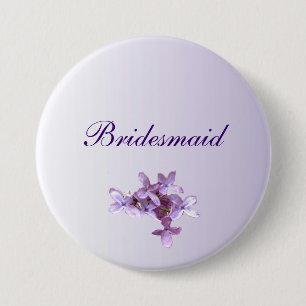 Floral Lila Flowers Weddenschap Bridesmaid Pin Ronde Button 7,6 Cm