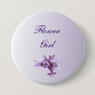 Floral Lila Flowers Wedding Bloemenmeisje Pin Ronde Button 7,6 Cm