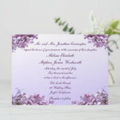 Floral Lila Flowers Wedding Kaart (Staand voorkant)