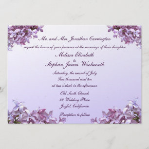 Floral Lila Flowers Wedding Kaart
