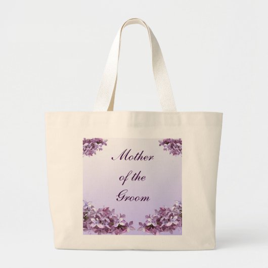 Floral Lila Flowers Wedding Moeder van de Groom Grote Tote Bag (Voorkant)
