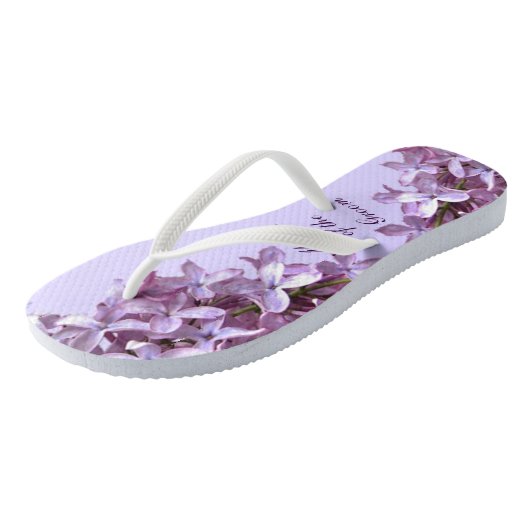 Floral Lila Flowers Wedding Moeder van de Groom Teenslippers (Schuin)