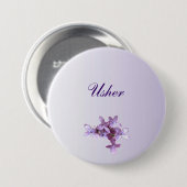 Floral Lila Flowers Wedding Usher Pin Ronde Button 7,6 Cm (Voorkant /achterkant)