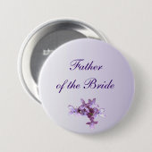 Floral Lila Flowers Wedding Vader van Bride Pin Ronde Button 7,6 Cm (Voorkant /achterkant)