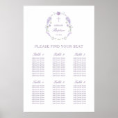 Floral Lila Lavendel Krans Doop Zitting Grafiek Poster (Voorkant)