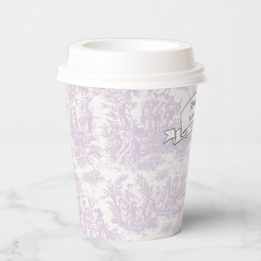  floral lila toile de jouy douchepapier papieren bekers (Rechts)