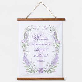 Floral Lilac Frame Religious Wedding Welcome Hangend Wandkleed