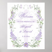 Floral Lilac Frame Religious Wedding Welcome Poster (Voorkant)