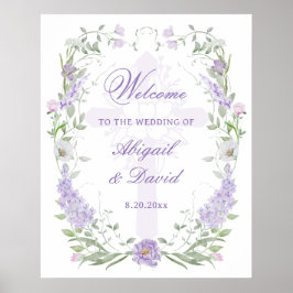 Floral Lilac Frame Religious Wedding Welcome Poster