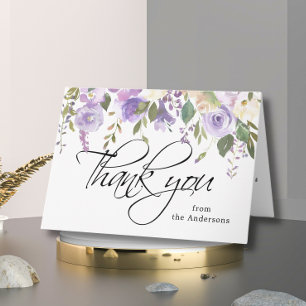 Floral Lilac Funeral Sympathy Thank You Photo Note Bedankkaart