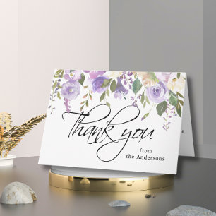 Floral Lilac Funeral Sympathy Thank You Photo Note Bedankkaart