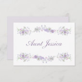 Floral Lilac Lavender Flat Place Card (Voorkant / Achterkant)