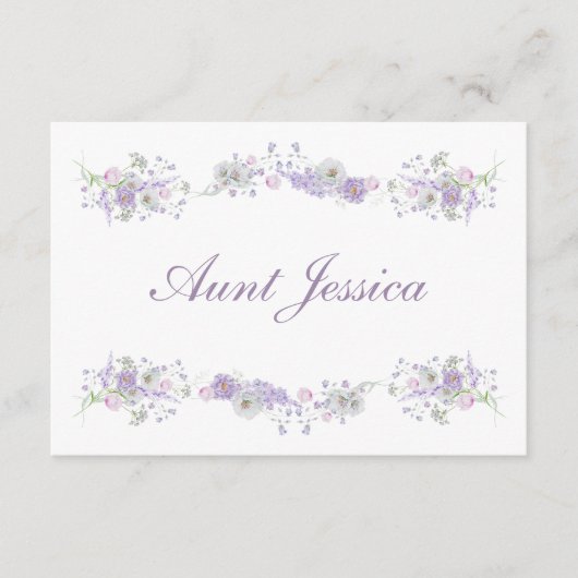 Floral Lilac Lavender Flat Place Card (Voorkant)
