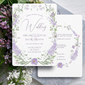 Floral Lilac Lavender Frame Catholic Wedding Kaart
