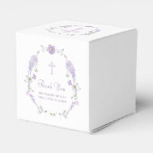 Floral Lilac Lavender Wreath Baptism Cube Bedankdoosjes (Achterkant)