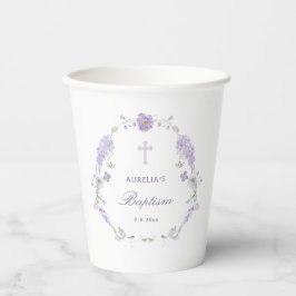 Floral Lilac Lavender Wreath Baptism Papieren Bekers